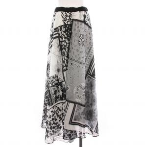 Diagram GRACE CONTINENTAL 23SS スカーフシアースカート ロング 花柄 総柄 フレア 38 黒 グレー 0323221076 /YM