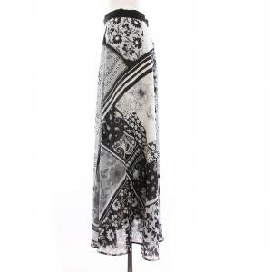Diagram GRACE CONTINENTAL 23SS スカーフシアースカート ロング 花柄 総柄 フレア 38 黒 グレー 0323221076 /YM
