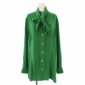 シャツ リボン ステッチ 長袖 46L 緑 BLPPIA7704 /TK