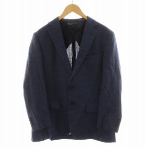 テーラードジャケット ブレザー シングル ウール 麻 リネン 96-86-170 AB5 紺 ネイビー