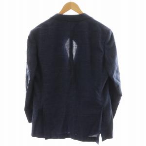 BURBERRY LONDON テーラードジャケット ブレザー シングル ウール 麻 リネン 96-86-170 AB5 紺 ネイビー
