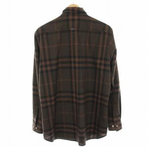 BURBERRY LONDON カジュアルシャツ ウール チェック 長袖 L 茶 ブラウン 黒 ブラック A1M44-497-58 /HN