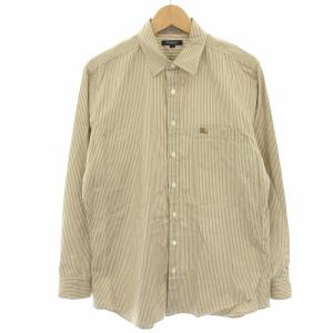 ストライプレギュラーカラーシャツ カジュアルシャツ 長袖 L ベージュ 白 ホワイト A1M44-632-65