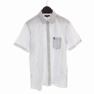 カジュアルシャツ ストライプ 半袖 ロゴ L 青 ブルー A1M63-743-23 /EE