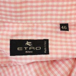 ETRO ギンガムチェック シャツ ブラウス 12-15552-1602 長袖 ボタンダウン 46 ピンク /G