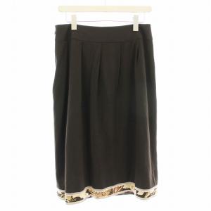 LEONARD ウールスカート 0322358 ひざ丈 スカート 73 茶 ブラウン /G