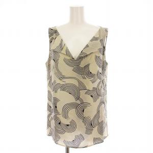 ノースリーブ シャツ カットソー 総柄 シルク 40 グレージュ /YM