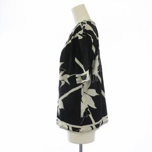 LEONARD カットソー 半袖 クルーネック 総柄 L 黒 白 /BM