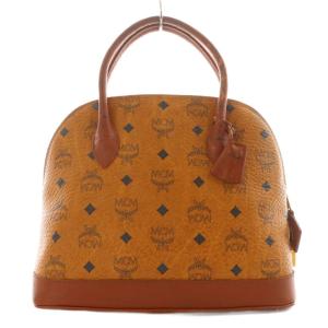 MCM ミニボストンバッグ ハンドバッグ 総柄 レザー 茶 ブラウン 黒 ブラック /AN3