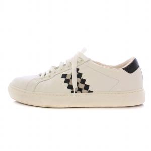 イントレチャート ローカットスニーカー シューズ 厚底 レザー 編み込み 切替 40 白 ホワイト /BB