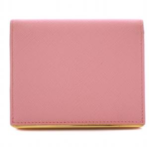 PRADA SAFFIANO METAL 財布 二つ折り ロゴ レザー ピンク /BM OH
