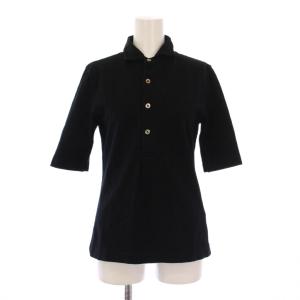 ポロシャツ 半袖 レギュラーカラー ハーフボタン ストレッチ 鹿の子 2 黒 ブラック /BB