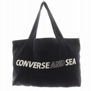 × コンバース CONVERSE トートバッグ ハンドバッグ ショルダーバッグ ロゴ キャンバス 黒 ブラック