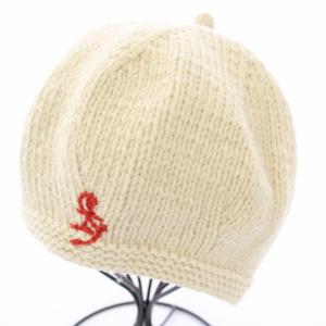 ニットキャップ ニット帽 帽子 刺繍 2 ベージュ /TK