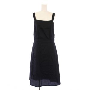 ジャンパースカート フレアワンピース ミモレ ロング 無地 40 黒 ブラック /BB