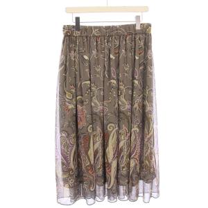 フレアスカート ギャザー イージー ミモレ ロング ウエストゴム 総柄 LL グレー /BB