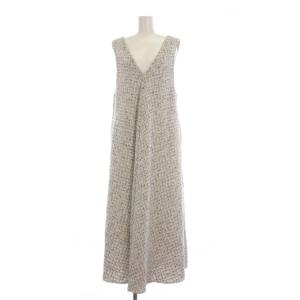 23SS ツイードフレアジャンパースカート ワンピース ロング ノースリーブ 1 白 黒 BEZ1031109A0001