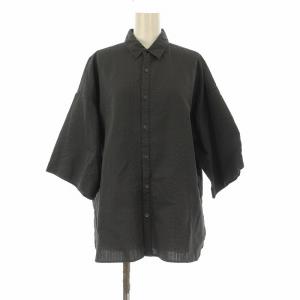 ランダムサッカー ワイドスリーブシャツ ブラウス 半袖 36 黒 ブラック 23-01-12-01437