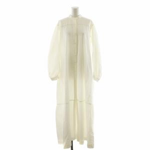 コットンピケ シャツドレス ワンピース ロング丈 長袖 36 白 ホワイト 35-06-04-06101