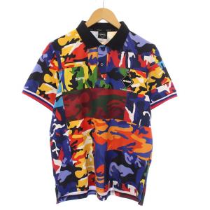 CAMOUFLAGE POLO ポロシャツ 半袖 レギュラーカラー ストレッチ ハーフボタン ロゴ 総柄