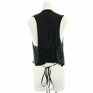 Y's ヨウジヤマモト ベスト ジレ 前開き 麻 リネン ウール 絹 シルク混 バックレースアップ ショート丈