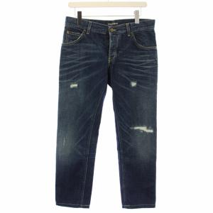 デニム パンツ ジーンズ ダメージ加工 ボタンフライ 46 青 G31YLP /TK