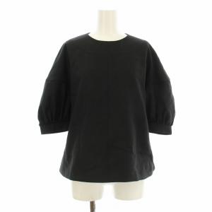 ブラウス カットソー プルオーバー 五分袖 ウール S 黒 ブラック TN-B001 /KU