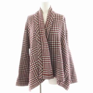 インドネルの羽織り カーディガン チェック柄 コットン 3 赤 レッド 水色 ライトブルー 7-09-3024
