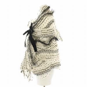 Tao AD2020 シャツ ブラウス 半袖 スパンコール チュール フリル ドット柄 リボン タグ付き S 白