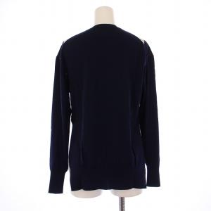 CELINE フィービー期 ニット セーター 長袖 クルーネック アーガイル ウール S 紺 /BM