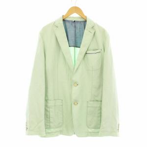 レギュラーフィット テーラードジャケット ブレザー 背抜き 麻 リネン IT52 ミントグリーン 1001