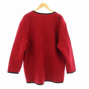 Papas MANIERE DE HEMING ノーカラージャケット ブルゾン ニット ワッペン ウール 赤 レッド