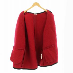 Papas MANIERE DE HEMING ノーカラージャケット ブルゾン ニット ワッペン ウール 赤 レッド