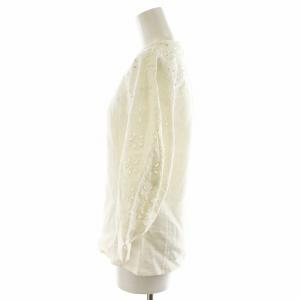 Chloe シャツ ブラウス 7分袖 刺繍 リネン 麻 34 アイボリー /AN36