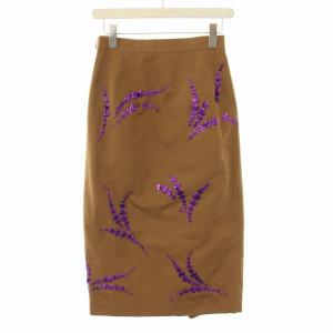 DRIES VAN NOTEN スカート ロング スパンコール シルク 34 ブラウン パープル