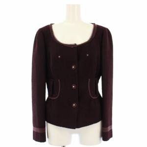 ノーカラージャケット ウール 40 ボルドー /TK