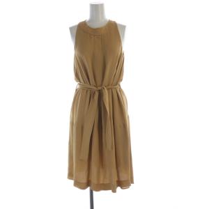 ノースリーブ ワンピース マキシ ロング ベルト 絹 シルク 34 ベージュ 12SRO31-12S003