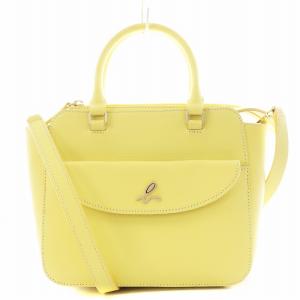 ハンドバッグ ショルダーバッグ 2way ロゴ レザー 黄 イエロー /AN2