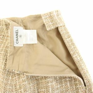 CHANEL 2015年 スカート ツイード ココマーク リネン混 シルク