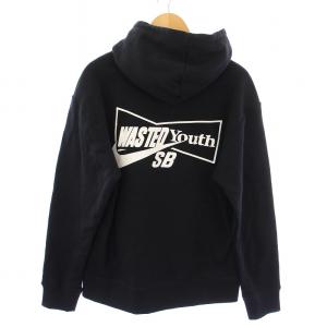 WASTED YOUTH プルオーバーパーカー スウェット 長袖 裏起毛 ロゴ プリント M 黒 ブラック