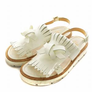 COSTA GOMMA サンダル フリンジ ストラップ エナメル 39 アイボリー 1181047 /AN16