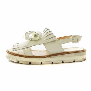 Christian Louboutin COSTA GOMMA サンダル フリンジ ストラップ エナメル 39 アイボリー 1181047 /AN16