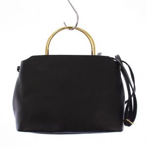 BLUE LABEL CRESTBRIDGE メタルハンドルレザートートバッグ ショルダーバッグ 2WAY 裏地チェック柄 黒 /BM