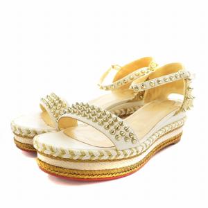 MADMONICA サンダル ストラップ ウェッジソール スタッズ レザー 38 ゴールド色 白 ホワイト