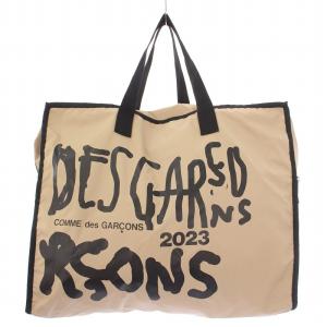 Alisa Yoff 23AW トートバッグ ハンドバッグ ナイロン ロゴ プリント バイカラー ベージュ