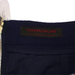 TOMORROWLAND リングニット コクーンミディスカート ミモレ丈 ウール 34 ネイビー 14-05-15-05305 /BM