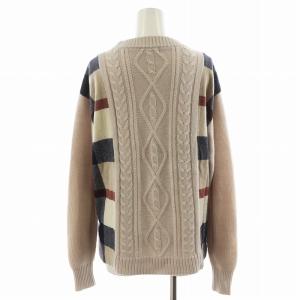 BLUE LABEL CRESTBRIDGE ニット セーター 長袖 チェック柄 切替 38 グレージュ 55N20-832-03 /AN42