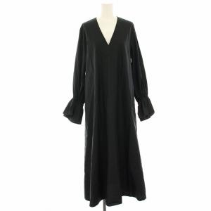 ワンピース ロング マキシ 長袖 Vネック F 黒 ブラック 21-040-240-1010-3-0 /HN