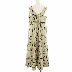 Ray Beams RBS ワンピース ロング ノースリーブ Vネック 総柄 0 ベージュ 61-26-0005-370 /RR