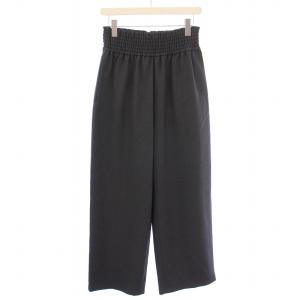 24AW ウールライクストレッチワイドパンツ スラックス イージー ウエストゴム 38 チャコールブラック